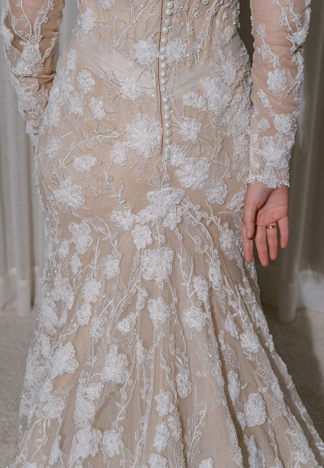 High Neck Lace Long Sleeve Wedding Dress