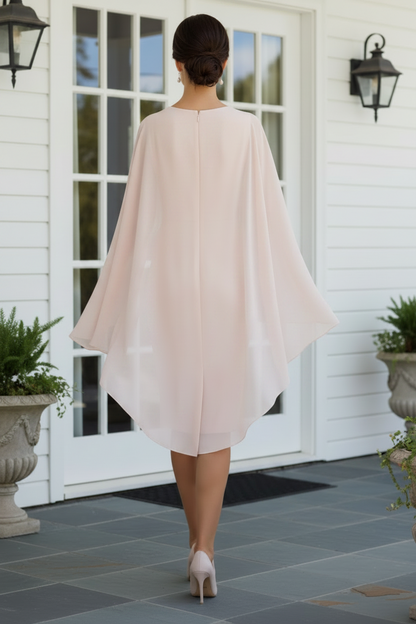 Cape Sleeve Wrap V-Neck Midi Sheath Dress