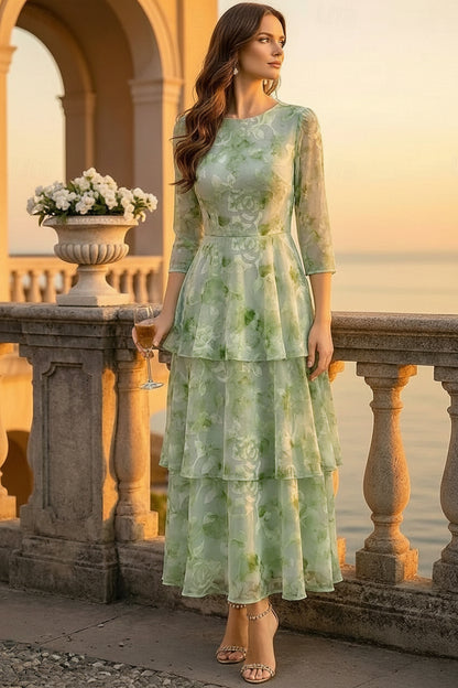 Tiered Floral Midi Dress with Jacket