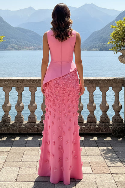 3D Floral Sequin Mermaid Evening Gown