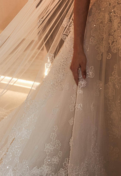 Strapless Corset Lace Ball Gown Wedding Dress
