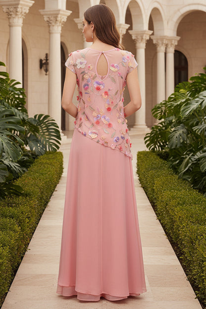 Floral Embroidered Mesh Overlay Maxi Dress