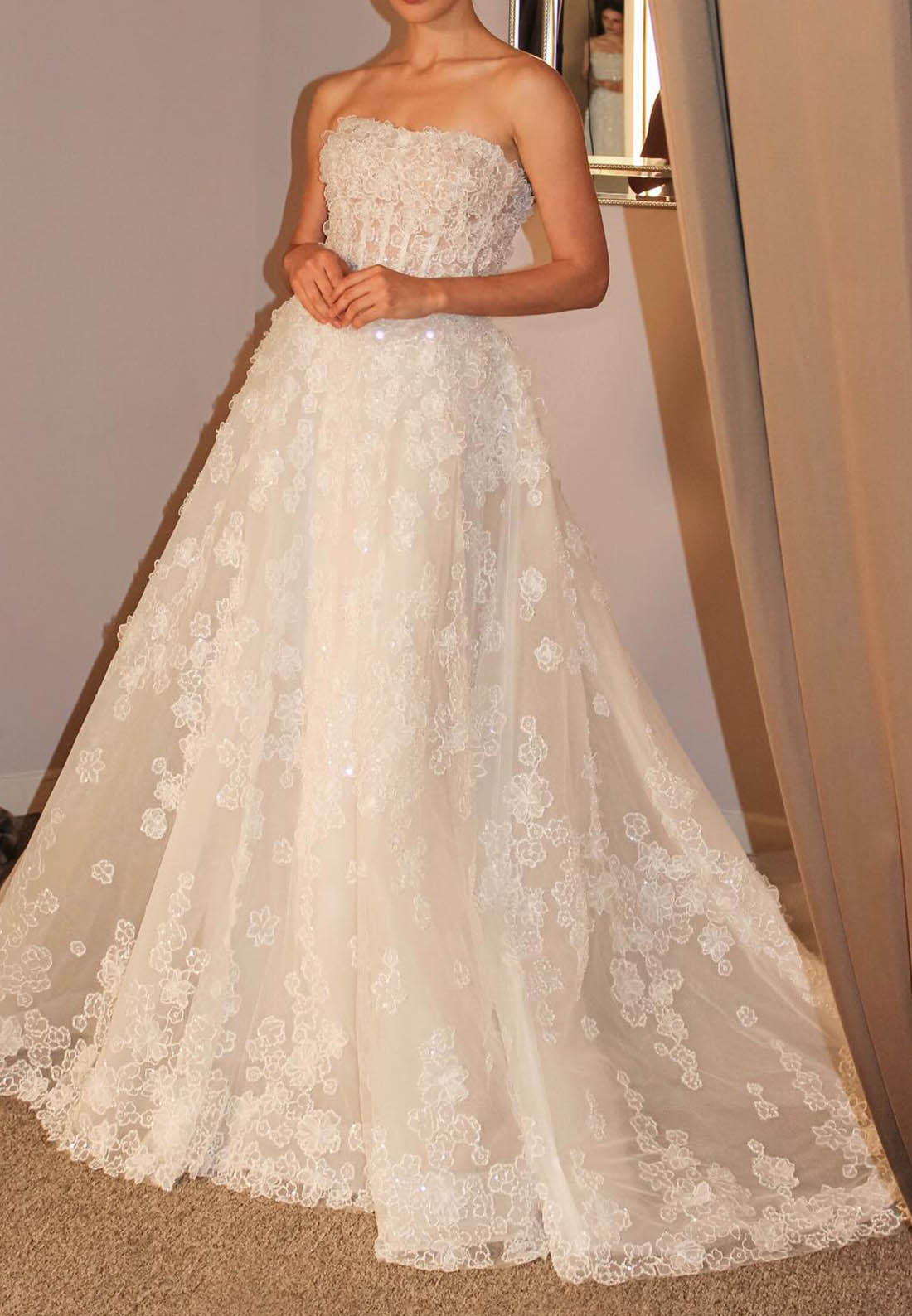 Strapless Corset Lace Ball Gown Wedding Dress