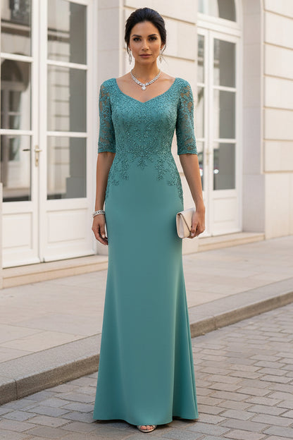 Scoop Neck Lace Mermaid Mother of the Bride Dress