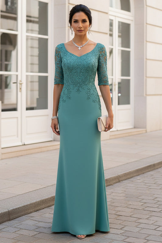 Scoop Neck Lace Mermaid Mother of the Bride Dress