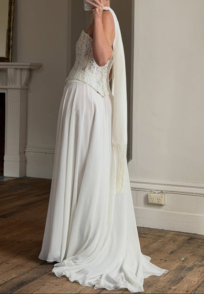 Strapless Lace Bodice Wedding Dress with Train