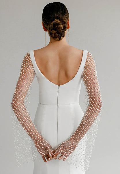 Pearl Sleeve Corset Mermaid Wedding Dress