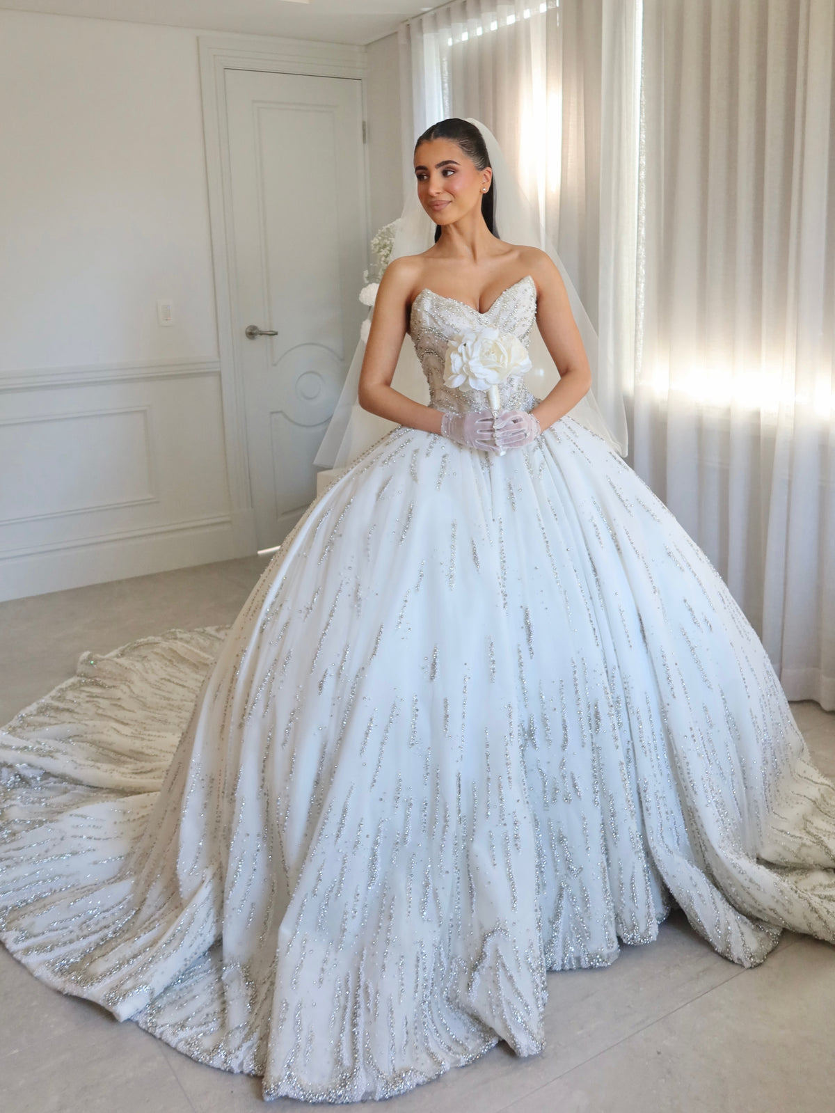 Strapless Beaded Ball Gown Wedding Dress