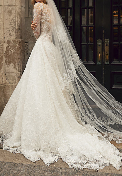 Lace A-Line Wedding Dress with Long Sleeves