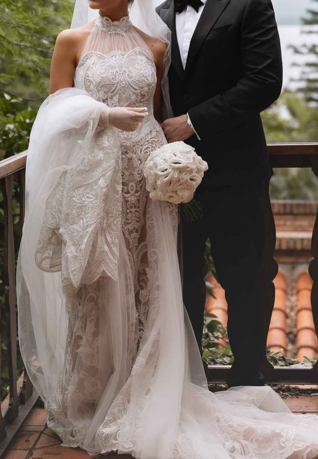 High Neck Lace Mermaid Wedding Dress