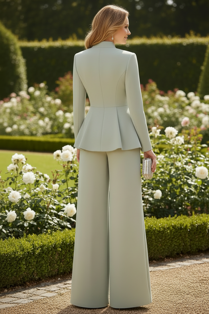 Embellished Two-Piece Wide-Leg Pantsuit
