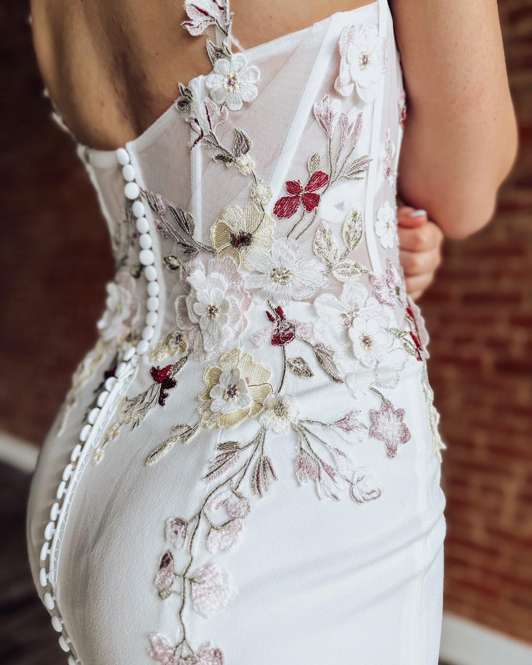 Floral Applique Corset Mermaid Wedding Dress