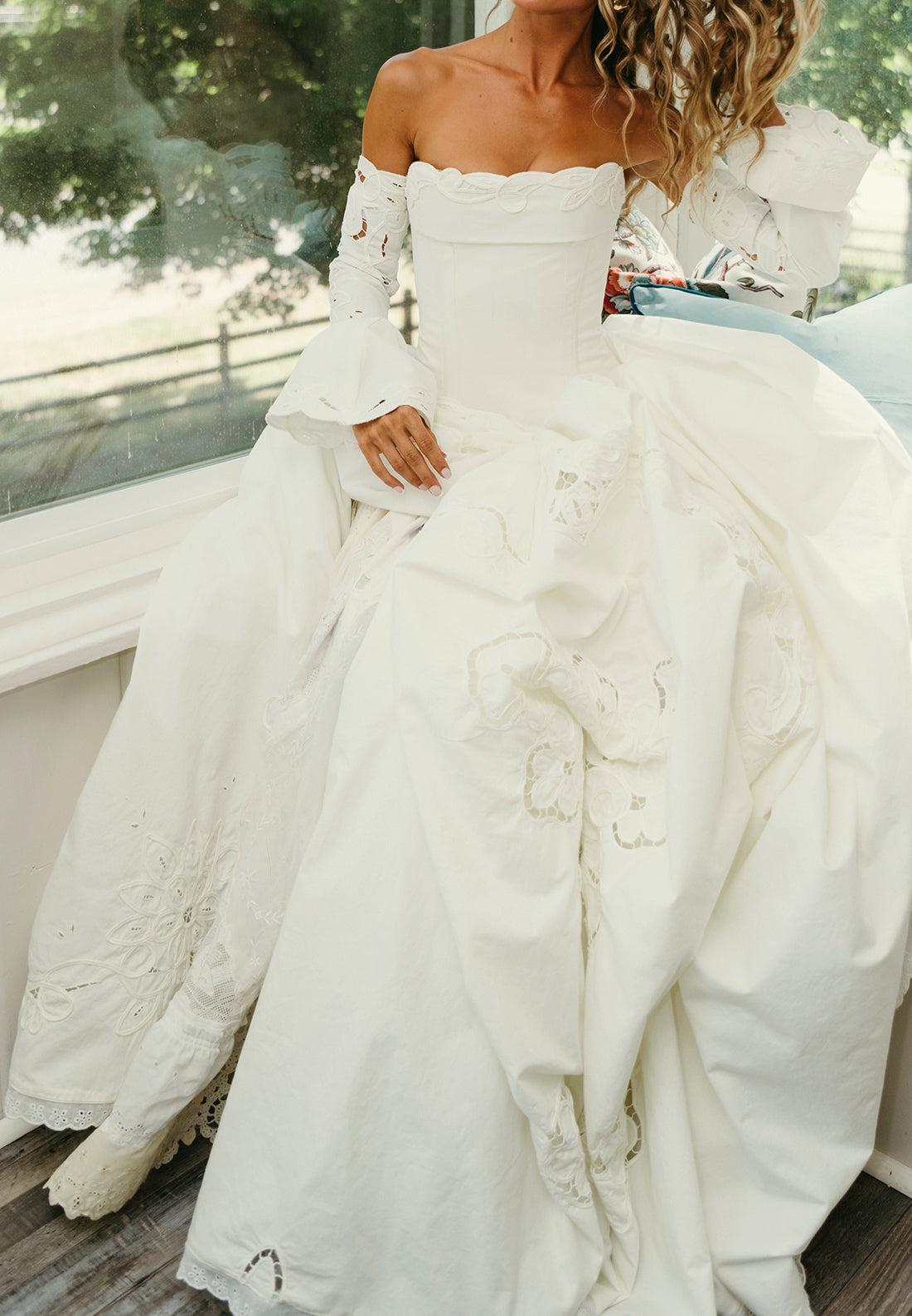 Corset Ball Gown Wedding Dress with Cutout Sleeves