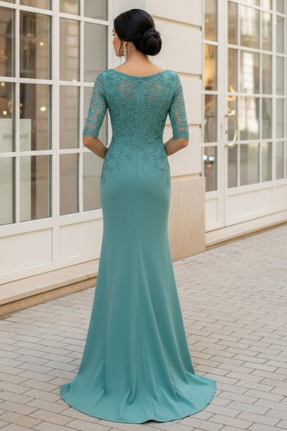 Scoop Neck Lace Mermaid Mother of the Bride Dress