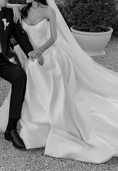 Strapless Corset Satin Ball Gown Wedding Dress
