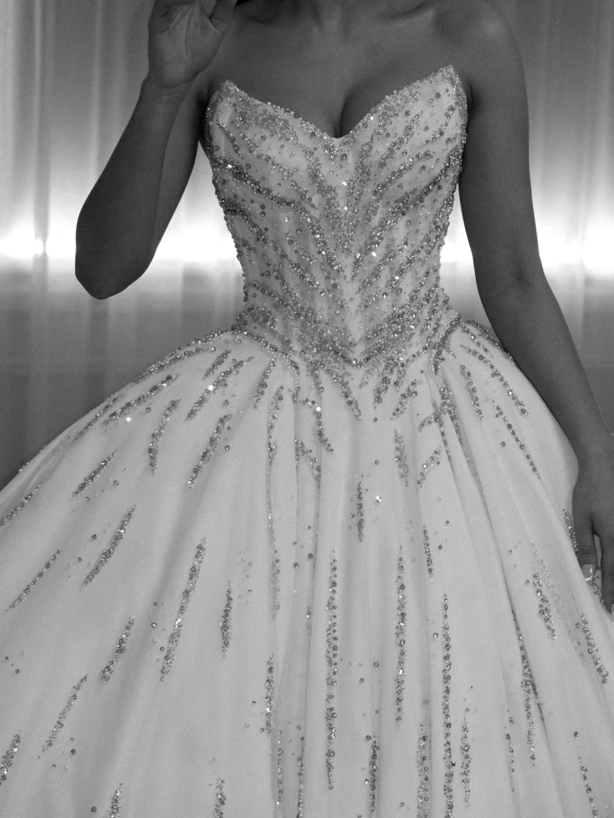 Strapless Beaded Ball Gown Wedding Dress
