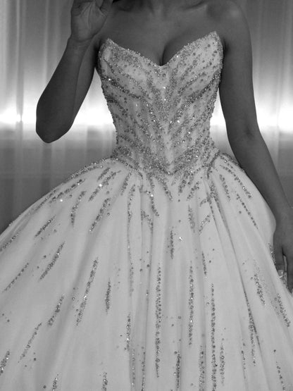Strapless Beaded Ball Gown Wedding Dress