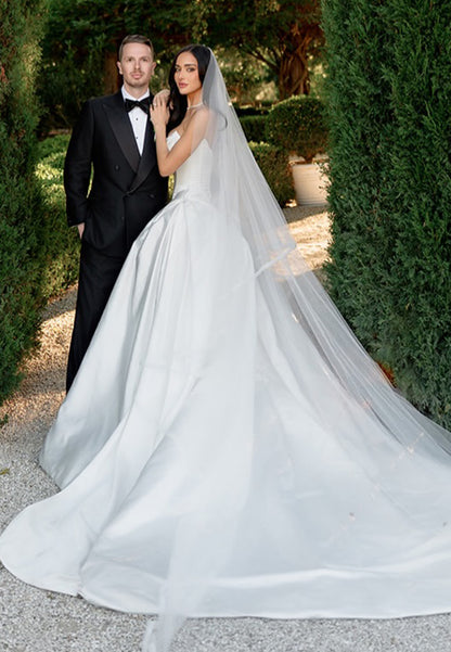 Strapless Corset Satin Ball Gown Wedding Dress