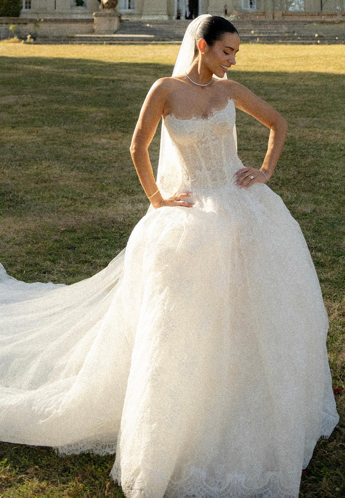 Lace Strapless Corset Ball Gown Wedding Dress