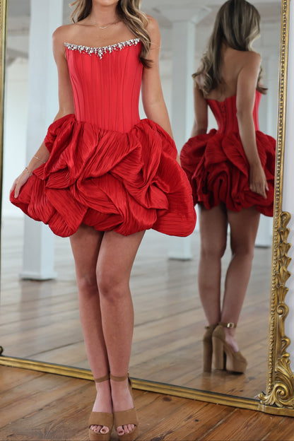 Crystal Embellished Corset Bubble Mini Dress