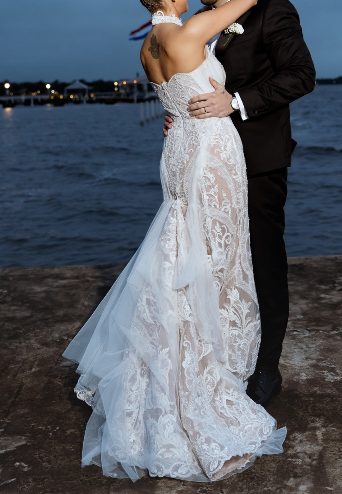 High Neck Lace Mermaid Wedding Dress