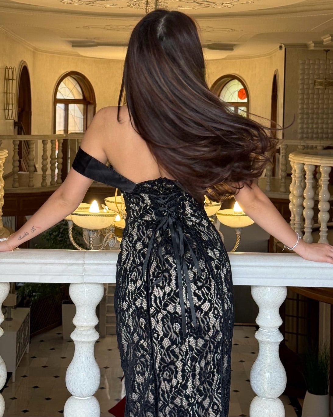 Lace Off-the-Shoulder Corset Maxi Dress
