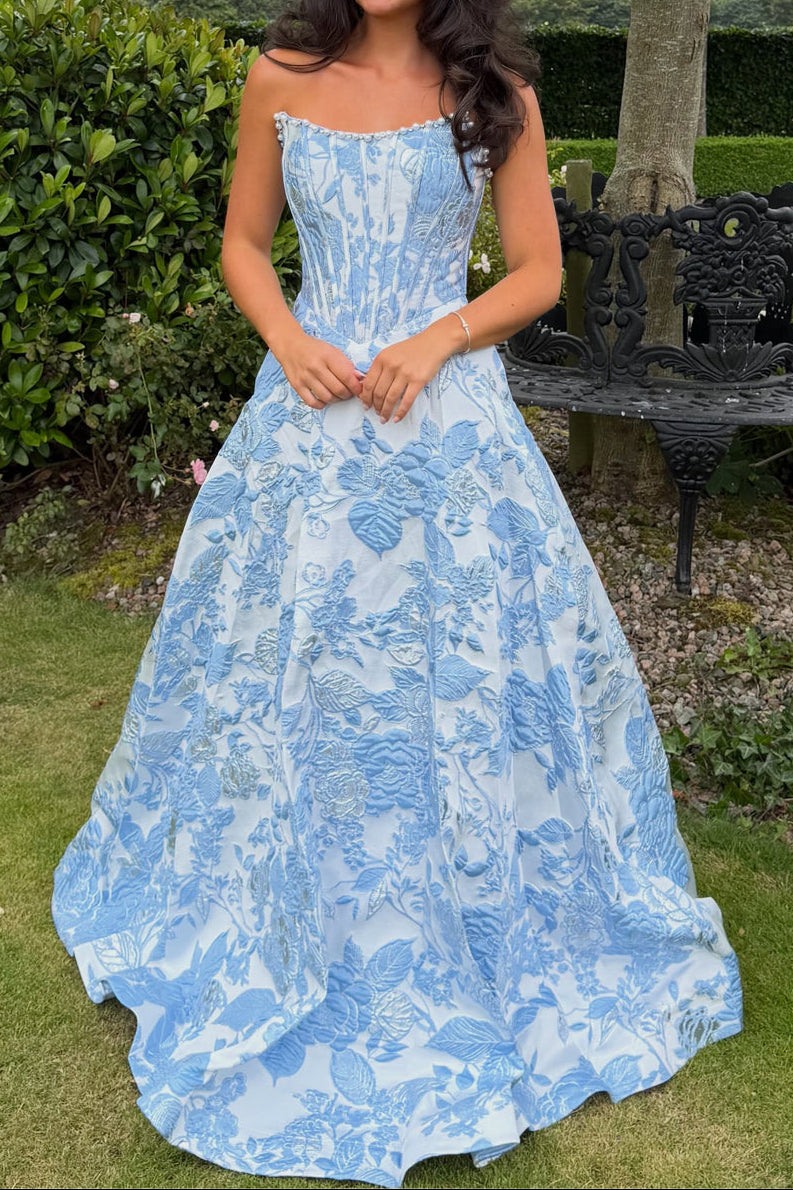 Brocade Corset Ball Gown with Pockets