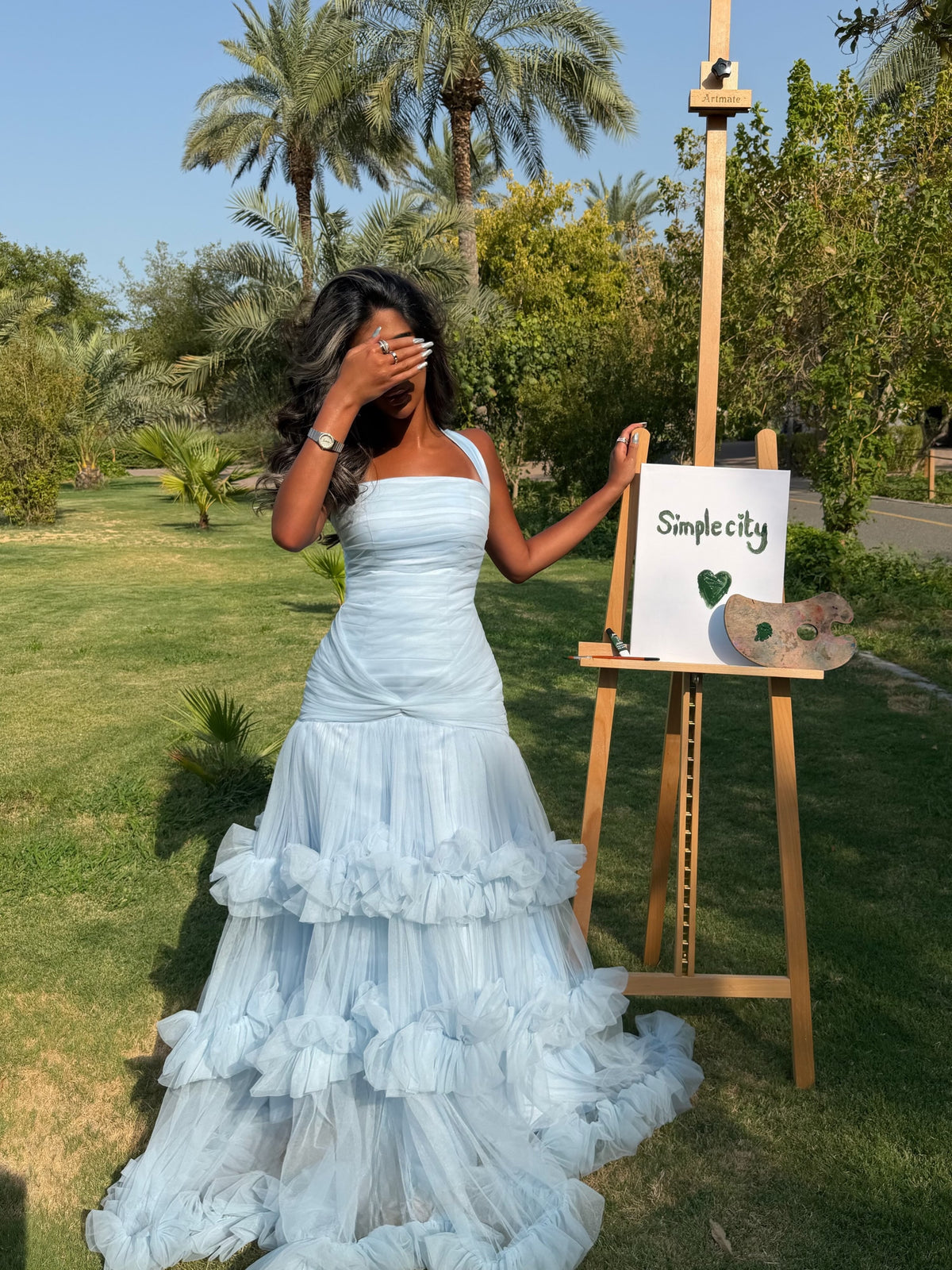 Ruched Halter Tiered Ruffle Tulle Gown