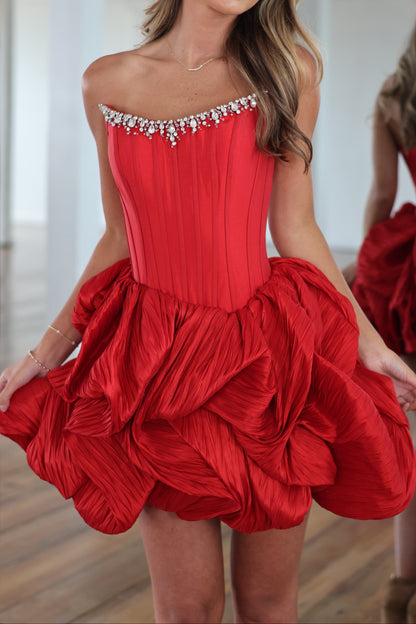 Crystal Embellished Corset Bubble Mini Dress