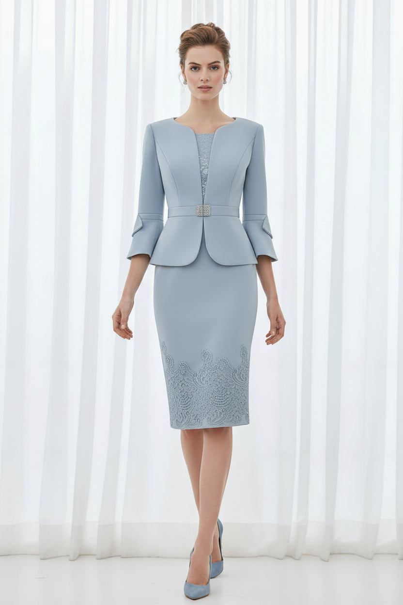 Lace Sheath Dress & Bell Sleeve Jacket Set