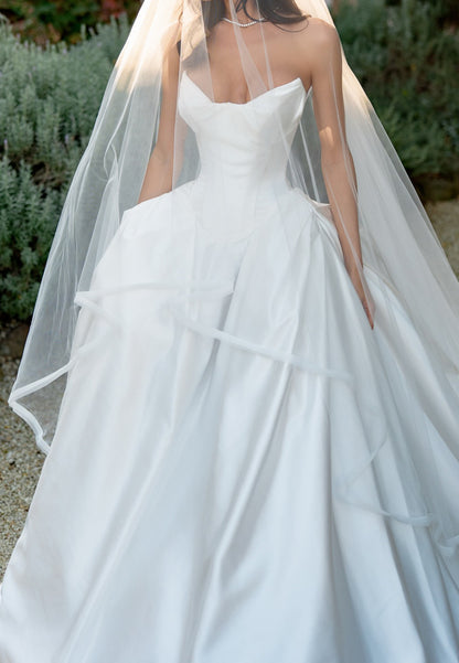 Strapless Corset Satin Ball Gown Wedding Dress