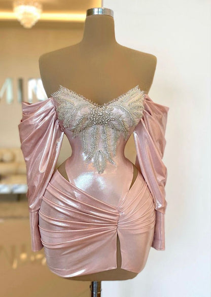 Beaded Corset Mini Dress with Cut-Out Waist