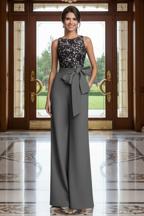 Lace Bodice Wide Leg Evening Jumpsuit