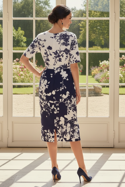 One-Shoulder Floral Midi Dress with Sash