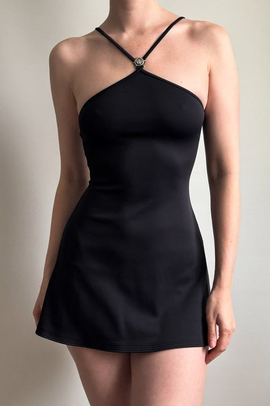 Halter Neck A-Line Mini Dress
