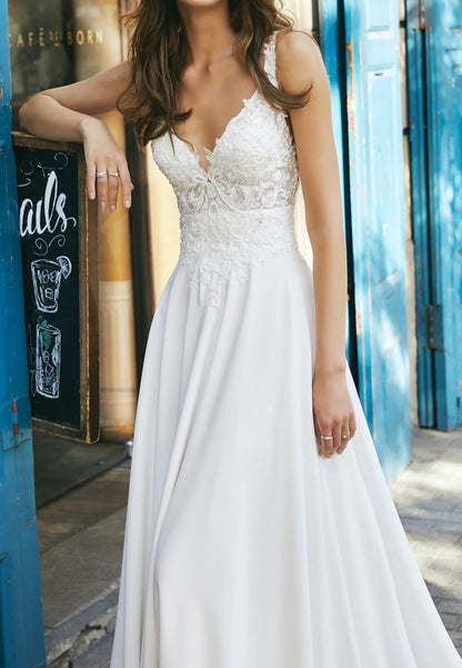 A-Line Lace Bodice Wedding Dress with Train