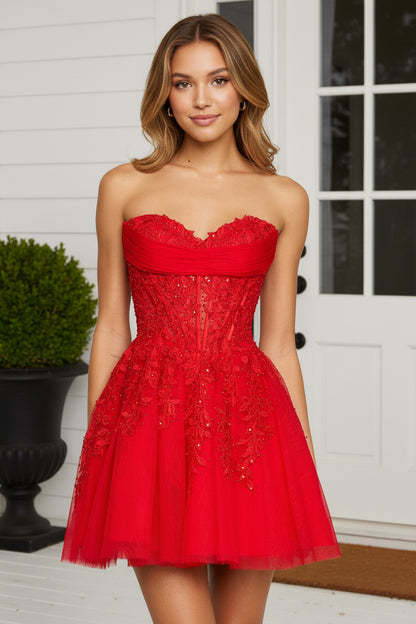 Sweetheart Corset A-Line Tulle Mini Dress