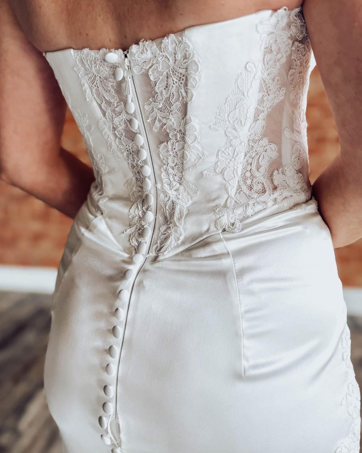 Corset Lace Mermaid Bridal Gown with Sheer Sleeves