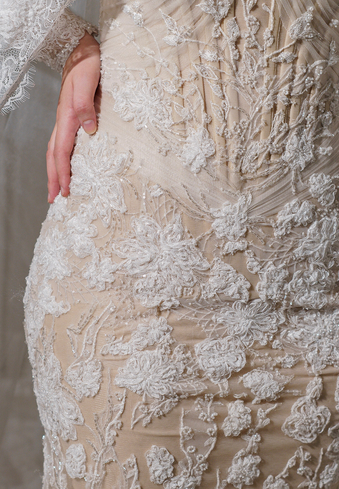 High Neck Lace Long Sleeve Wedding Dress