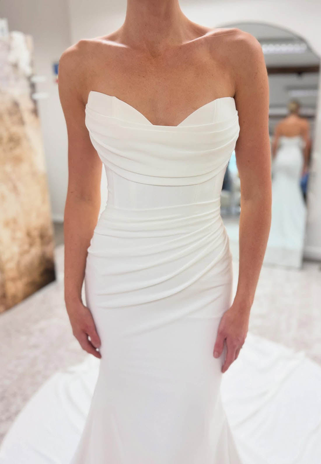 Convertible Ruched Mermaid Wedding Dress with Topper