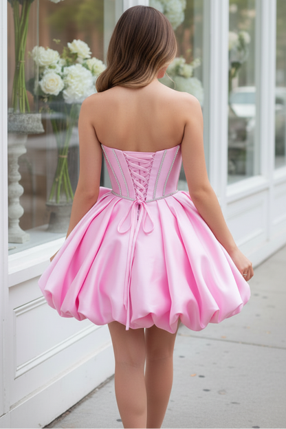 Sweetheart Corset Satin Mini Dress with 3D Flower