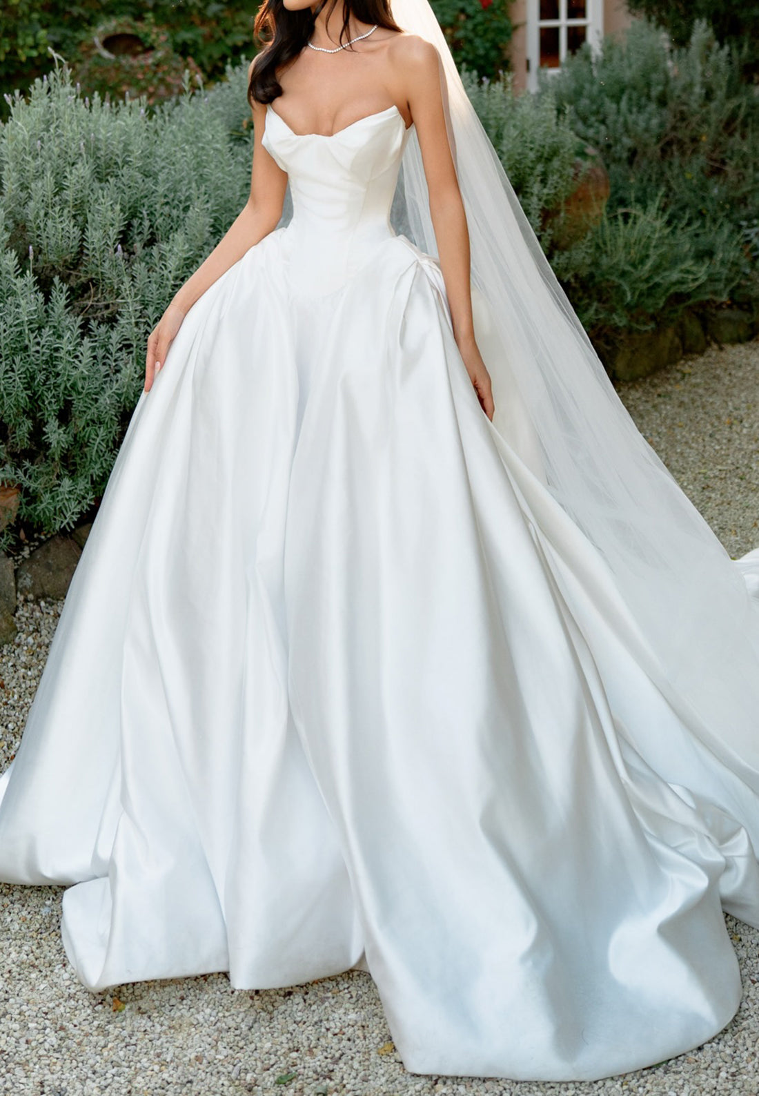 Strapless Corset Satin Ball Gown Wedding Dress
