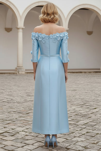 Off-the-Shoulder 3D Floral Column Dress