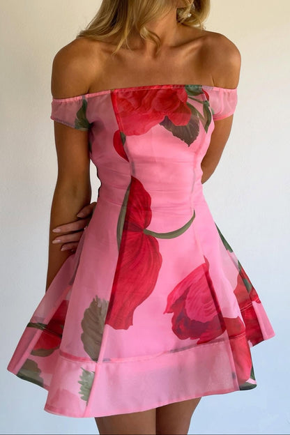 Floral Off-the-Shoulder A-Line Mini Dress