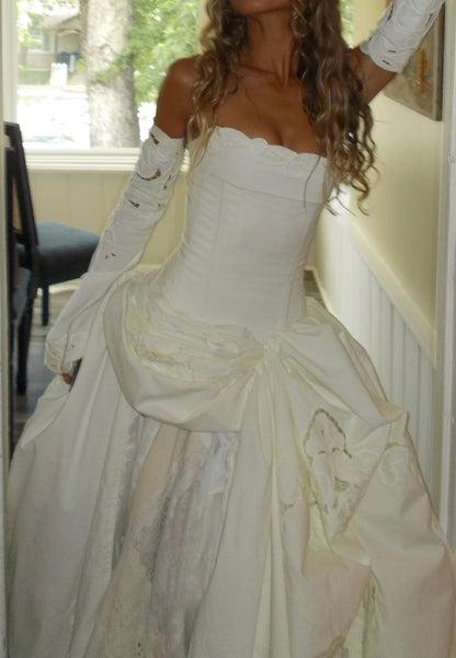 Corset Ball Gown Wedding Dress with Cutout Sleeves