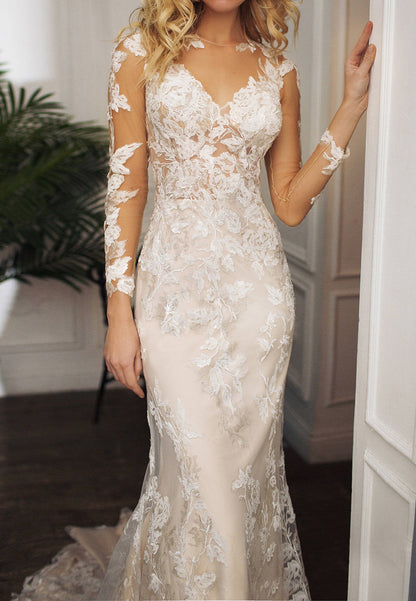 Long Sleeve Lace Mermaid Wedding Dress
