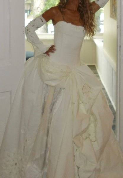 Corset Ball Gown Wedding Dress with Cutout Sleeves