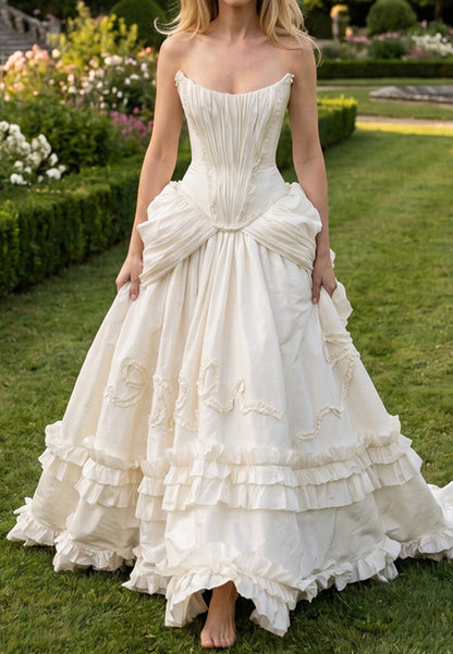 Strapless Corset Tiered Ruffle Ball Gown