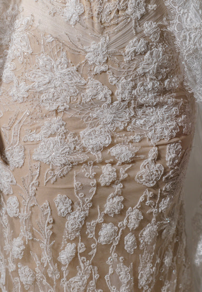 High Neck Lace Long Sleeve Wedding Dress