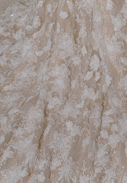 High Neck Lace Long Sleeve Wedding Dress